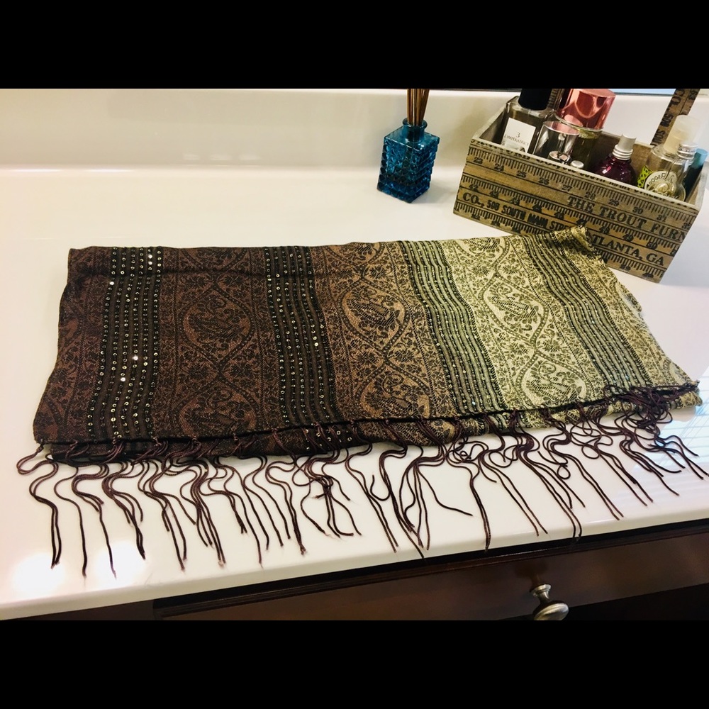 Cejon Brown/Tan Ombré Scarf with Sequin Detail